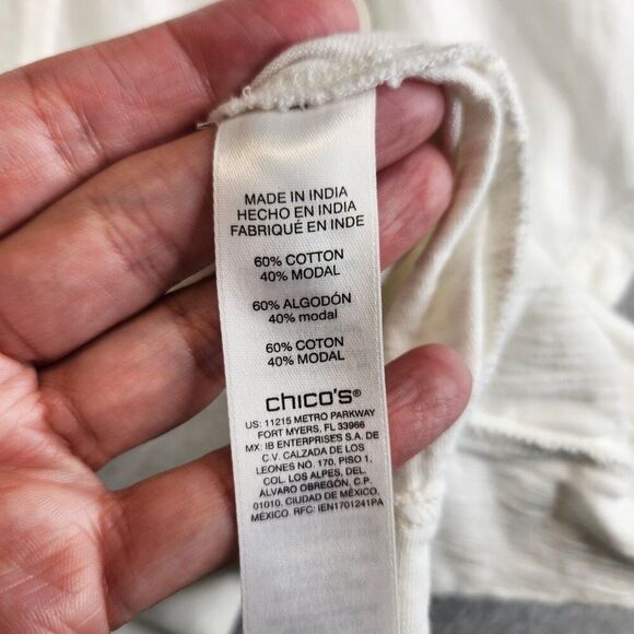 Chico Top Womens 0 White V Neck Dolman Pocket Tee Weekends Lounge T Shirt - Picture 10 of 14